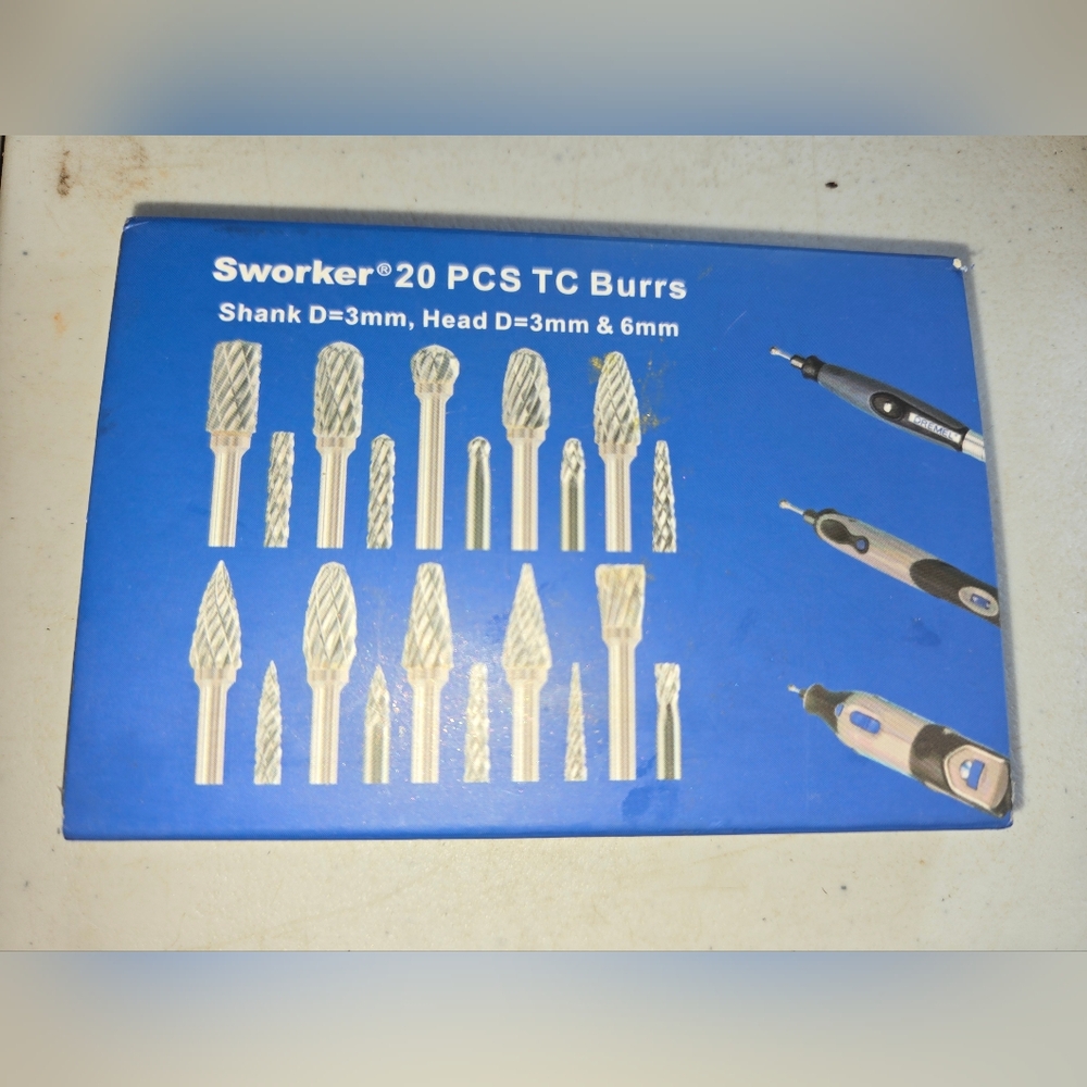 Sworker 20 Pcs PCS TC BURRS Shank D= 3mm Head D=3 + 6mm For 1/8" 3.175mm Nut Set